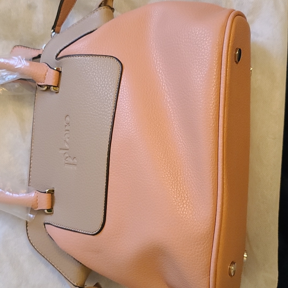 Bolzano, medium size hand bag. Pink and taupe.
